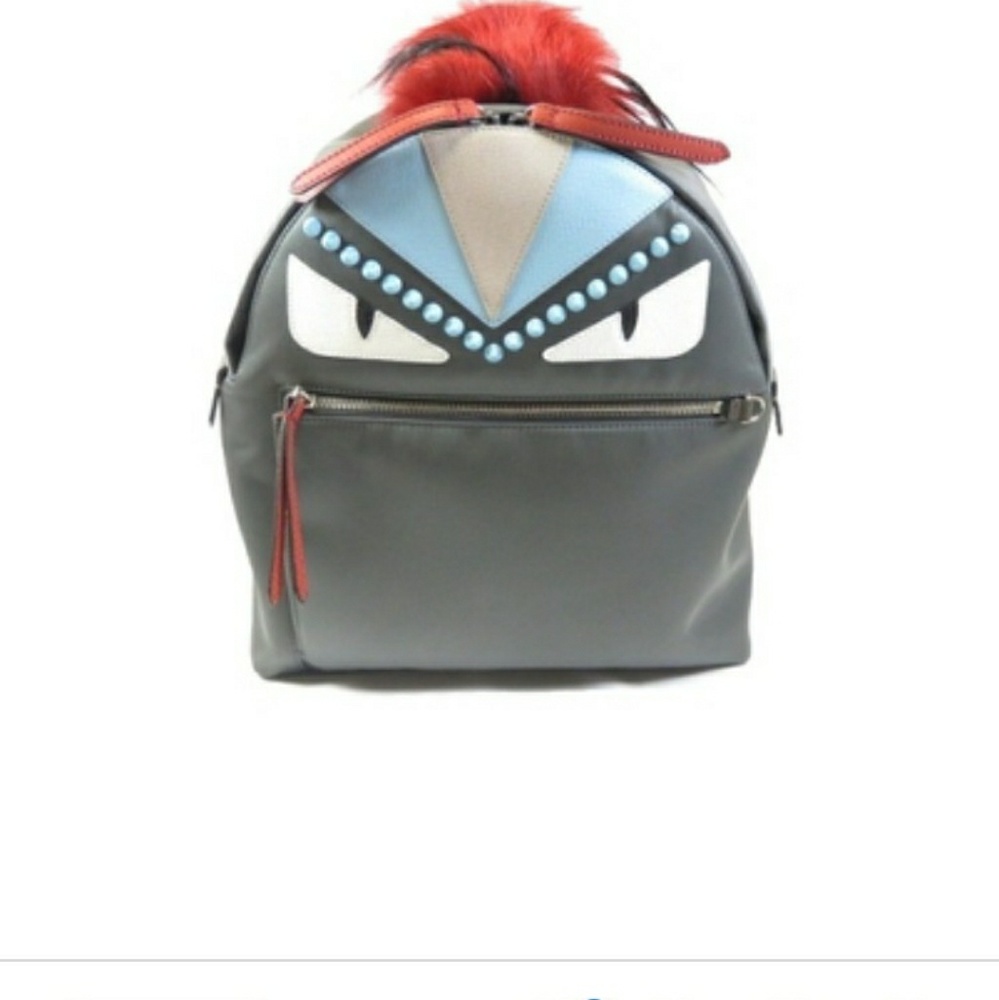 2017 Grey Fendi Monster Nylon Backpack